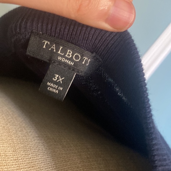 TALBOTS NAVY BLUE, RED,SILVER SPARKLE STRIPED SWEATER SIZE 3X. Holiday nautical - Picture 8 of 9